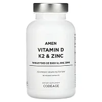 Codeage, Amen, Vitamin D, K2 &amp; Zinc, 60 Veggie Capsules