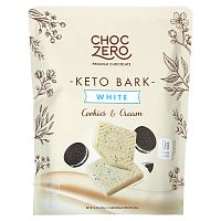 ChocZero, Keto Bark, белый шоколад, печенье и сливки, 15 батончиков, 170 г (6 унций)