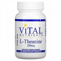 Vital Nutrients, L-теанин, 200 мг, 60 вегетарианских капсул