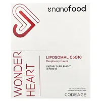 Codeage, Nanofood, Wonder Heart, Liposomal CoQ10, Raspberry, 30 Pouches, 0.3 fl oz (10 ml) Each