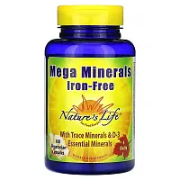 Nature&#x27;s Life, Mega Minerals, Iron Free, 100 Vegetarian Capsules