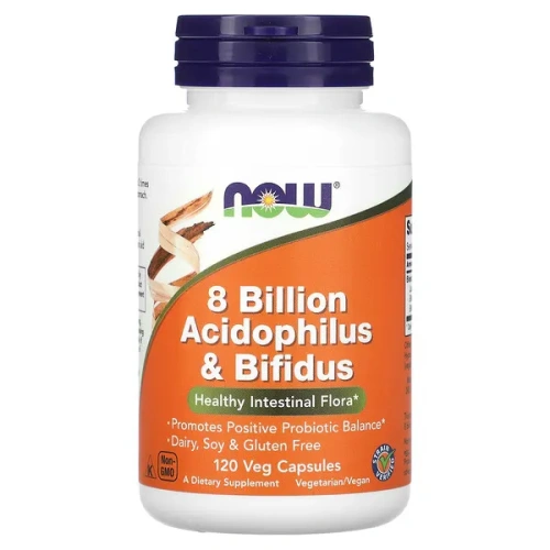 NOW Foods, 8 Billion Acidophilus &amp; Bifidus, 120 Veg Capsules