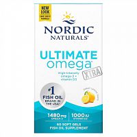 Nordic Naturals, Ultimate Omega Xtra, со вкусом лимона, 740 мг, 60 капсул