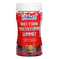 Vitaburst, Adult Strong Multivitamin Gummies, Strawberry, Orange & Cherry Flavors, 60 Gummies