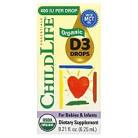 ChildLife Essentials, Organic D3 Drops for Babies &amp; Infants, 0.21 fl oz (6.25 mL)