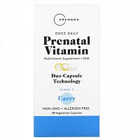 Premama, Once Daily Prenatal Vitamin, Stage 3 Carry, 28 Vegetarian Capsules