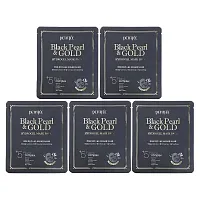 Petitfee, Black Pearl &amp; Gold Hydrogel Beauty Mask Pack, 5 Sheets, 32 g Each