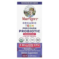 MaryRuth&#x27;s, Organic Teen Precision Probiotic, Liquid Drops, Raspberry, 3 Billion CFU, 0.5 fl oz (15 ml)