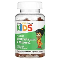 California Gold Nutrition, Multivitamin &amp; Mineral For Children, No Gelatin, Natural Raspberry, 60 Vegetarian Gummies