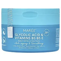 Maree, Daily Exfoliating Pads, Glycolic Acid &amp; Vitamins B3, B5, E, Peach, 50 Pads