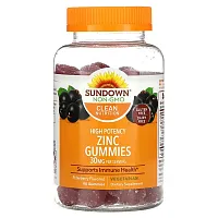 Sundown Naturals, Zinc Gummies, High Potency, Elderberry, 30 mg, 90 Gummies (15 mg per Gummy)