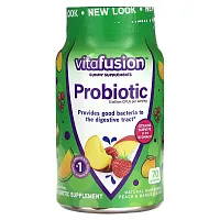 VitaFusion, Probiotic Gummies, Natural Raspberry, Peach &amp; Mango, 5 Billion CFUs, 70 Gummies