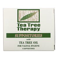 Tea Tree Therapy, cвечи с маслом чайного дерева для гигиены влагалища, 6 свечей