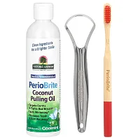 Nature&#x27;s Answer, PerioBrite Coconut Pulling Oil with Toothbrush &amp; Tongue Scraper, Coolmint, 8 fl oz (240 ml)