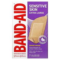 Band Aid, Бинты, очень большие, для чувствительной кожи, 7 шт.