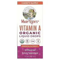 MaryRuth&#x27;s, Organic Vitamin A Liquid Drops, Unflavored, 750 mcg, 1 fl oz (30 ml)