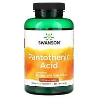 Swanson, Pantothenic Acid with Vitamin B5, 250 mg, 250 Capsules