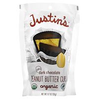 Justin's Nut Butter, органический темный шоколад в мини-печенье, с арахисовой пастой, 133 г (4,7 унции)