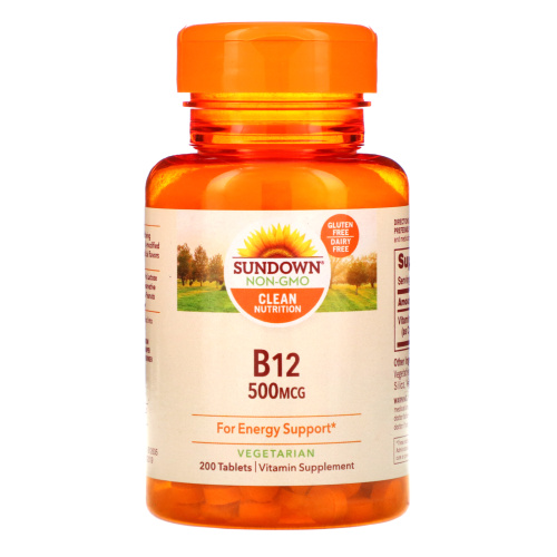 Sundown Naturals, B-12, 500 мкг, 200 таблеток