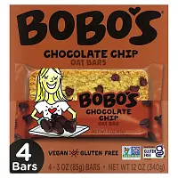 Bobo&#x27;s Oat Bars, Chocolate Chip Oat Bars, 4 Bars, 3 oz (85 g) Each