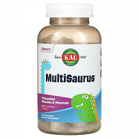 KAL, MultiSaurus, витамины и микроэлементы, со вкусом ягод, винограда и апельсина, 180 жевательных таблеток