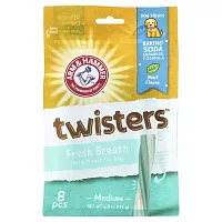 Arm &amp; Hammer, Twisters™, Fresh Breath Dental Treats For Dogs, Medium, Mint, 8 Pieces, 6.8 oz (192 g)