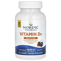 Nordic Naturals, Vitamin D3 Gummies, Great Wild Berry, 1,000 IU (25 mcg), 120 Gummies