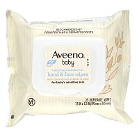 Aveeno, Салфетки для рук и лица для малышей, 25 одноразовых салфеток