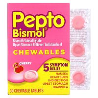 Pepto Bismol, Жевательные таблетки, вишня, 30 жевательных таблеток