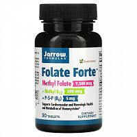 Jarrow Formulas, Folate Forte, метилфолат, метил B12 и P-5-P, 30 таблеток