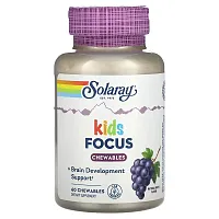 Solaray, Kids, Focus Chewables, Natural Grape, 60 Chewables