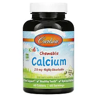 Carlson, Kid&#x27;s, Chewable Calcium, Natural Vanilla, 250 mg, 60 Tablets