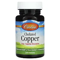 Carlson, Chelated Copper, 5 mg, 250 Tablets