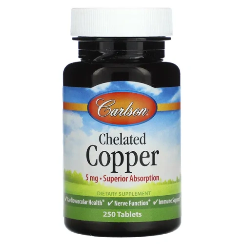 Carlson, Chelated Copper, 5 mg, 250 Tablets