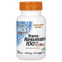 Doctor&#x27;s Best, Trans-Resveratrol 100 with ResVinol, 100 mg, 60 Veggie Caps