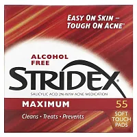 Stridex, Maximum, Alcohol Free, 55 Soft Touch Pads