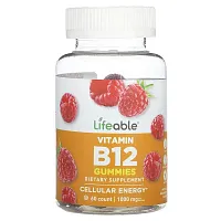 Lifeable, Vitamin B12 Gummies, Natural Raspberry, 1,000 mg, 60 Gummies (500 mg per Gummy)