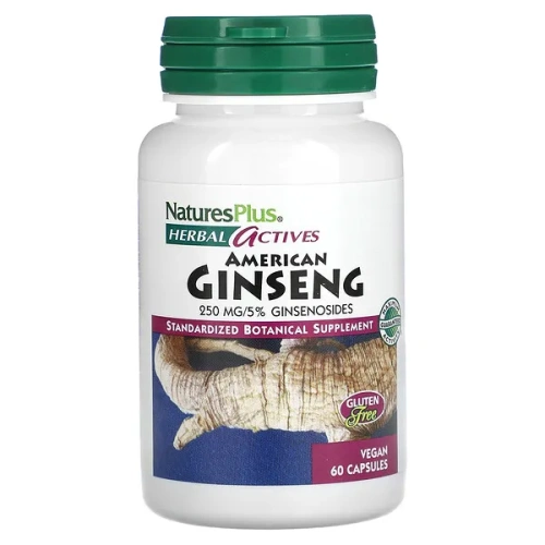 NaturesPlus, Herbal Actives, American Ginseng, 250 mg, 60 Vegan Capsules