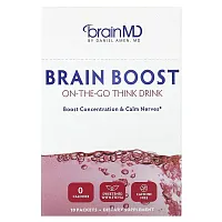 BrainMD, Brain Boost, On-The-Go Think Drink, Caffeine Free, 10 Packets