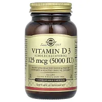 Solgar, Vitamin D3 (Cholecalciferol), 125 mcg (5000 IU), 120 Vegetable Capsules