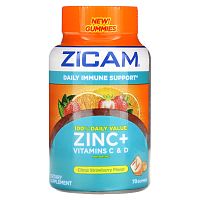 Zicam, Цинк и витамины C и D, цитрусовая и клубника, 70 жевательных таблеток