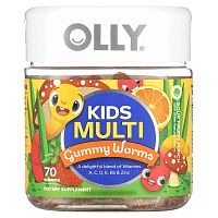 OLLY, Kids Multi, Gummy Worms, кислый фруктовый пунш, 70 жевательных таблеток