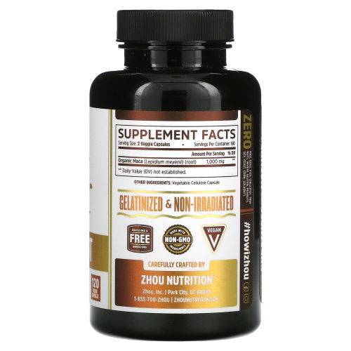 Zhou Nutrition, Organic Maca Root, 120 Vegetable Capsules фото 2