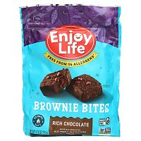 Enjoy Life Foods, Chocolate Brownie Bites, Насыщенный шоколад, 4,76 унции (135 г)