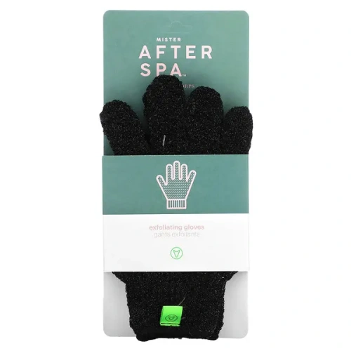 AfterSpa, Exfoliating Gloves, Black, 1 Pair