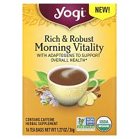 Yogi Tea, Rich & Robust Morning Vitaility, 16 чайных пакетиков, 36 г (1,27 унции)