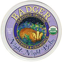 Badger Company, Organic, бальзам "ночь-ночь", лаванда и ромашка, 2 унции (56 г)