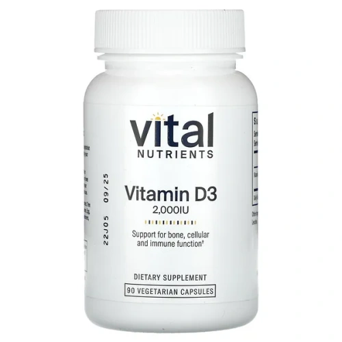 Vital Nutrients, Vitamin D3, 2,000 IU, 90 Vegetarian Capsules