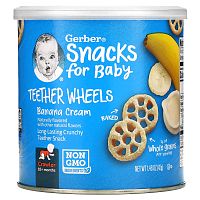 Gerber, Teether Wheels, от 8 месяцев, банановый крем, 42 г (1,48 унции)