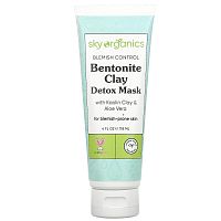 Sky Organics, Blemish Control, детокс-маска из бентонитовой глины с каолиновой глиной и алоэ вера, 118 мл (4 жидк. Унции)